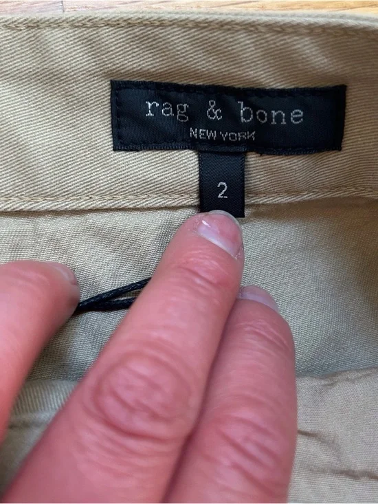 Rag And Bone Light Tan Charlie Cotton Cropped Two Tone Pants - Picture 8 of 14